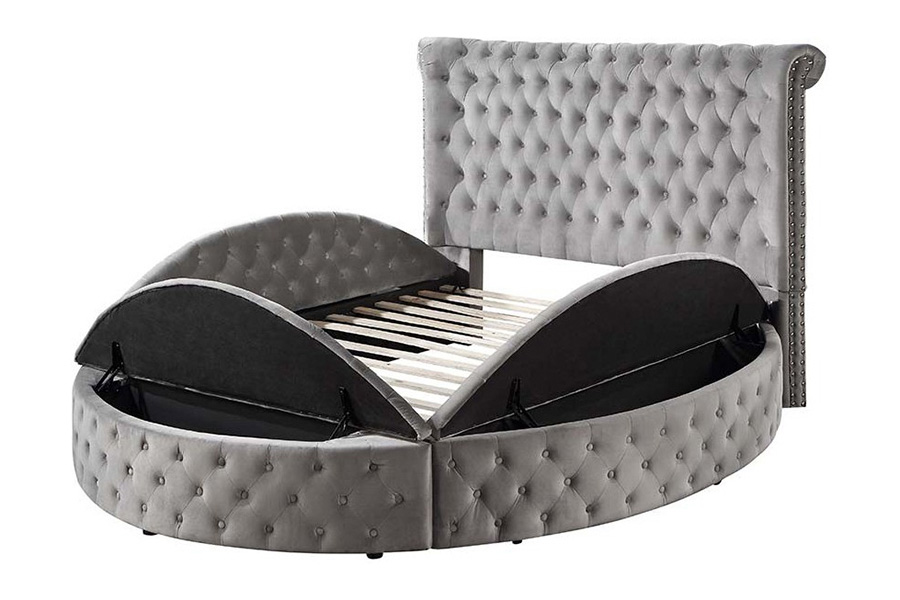 ACME Gaiva Queen Bed with Storage - Gray Velvet