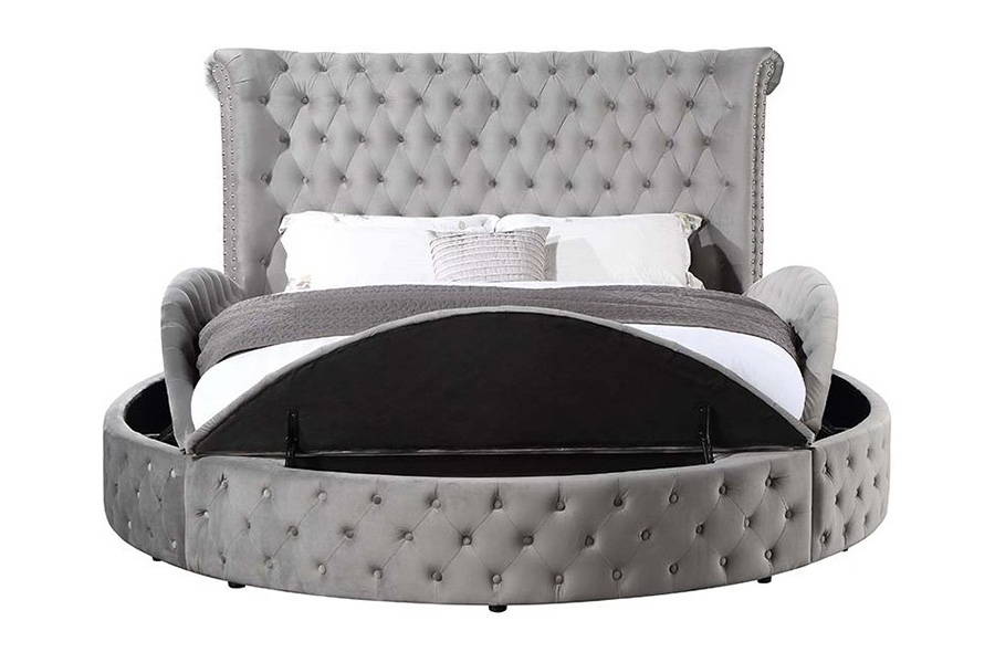 ACME Gaiva Queen Bed with Storage - Gray Velvet