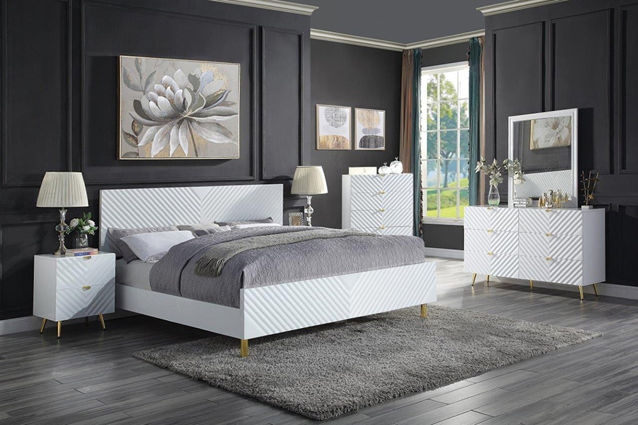 ACME Gaines Nightstand - White High Gloss Finish