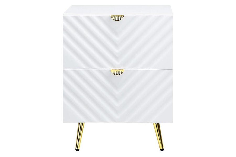 ACME Gaines Nightstand - White High Gloss Finish