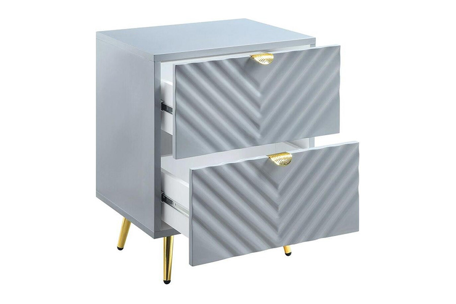 ACME Gaines Nightstand - Gray High Gloss Finish