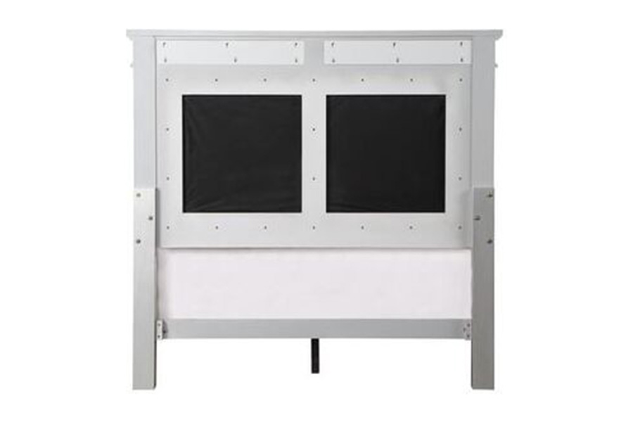 ACME Varian Bed - Burgundy Velvet and Silver, Full Size