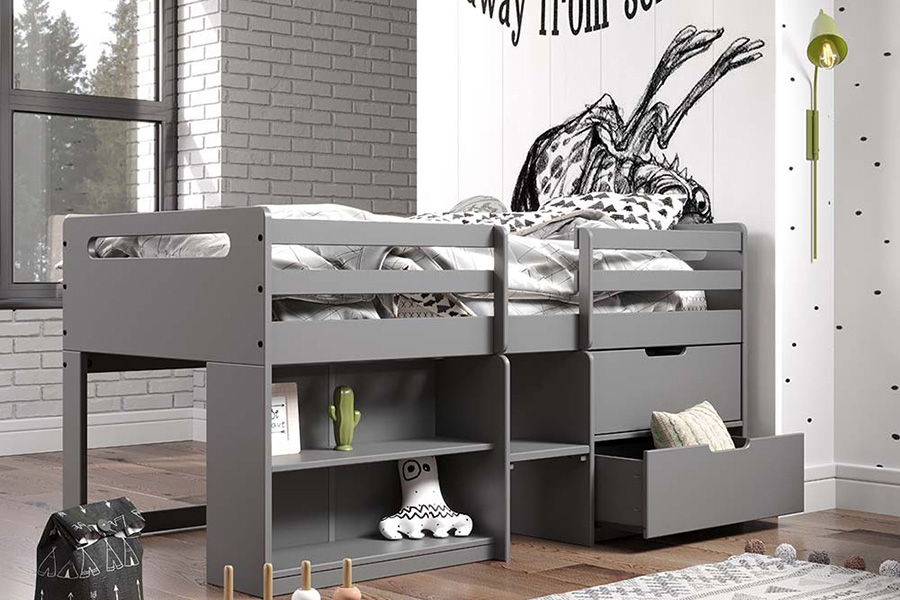 ACME - Fabiana Twin Loft Bed with Storage in Gray