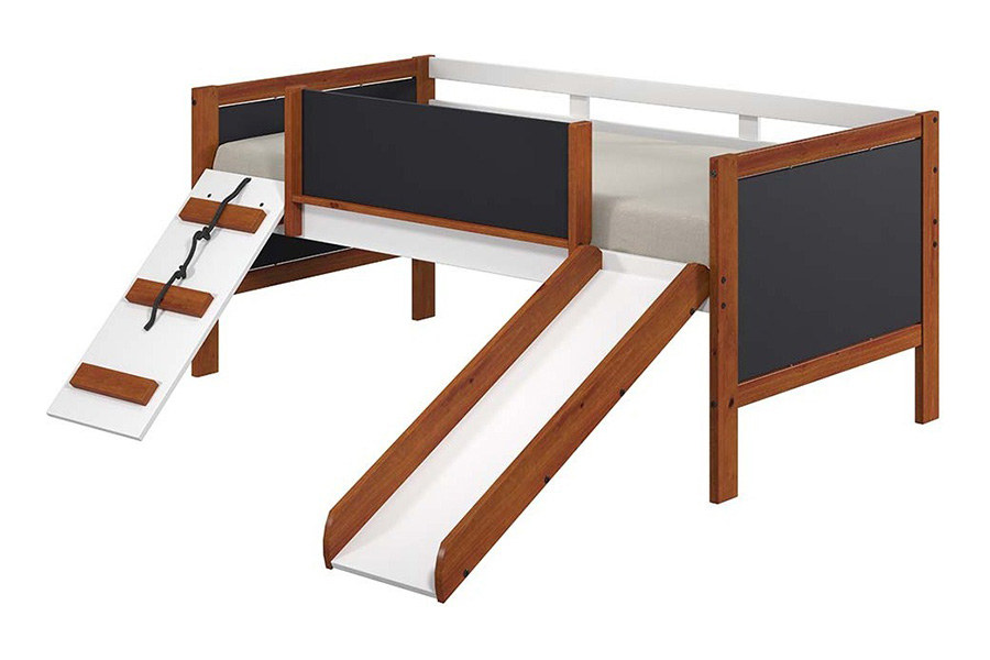 ACME - Aurea Twin Loft Bed with Slide in Cherry Oak/White