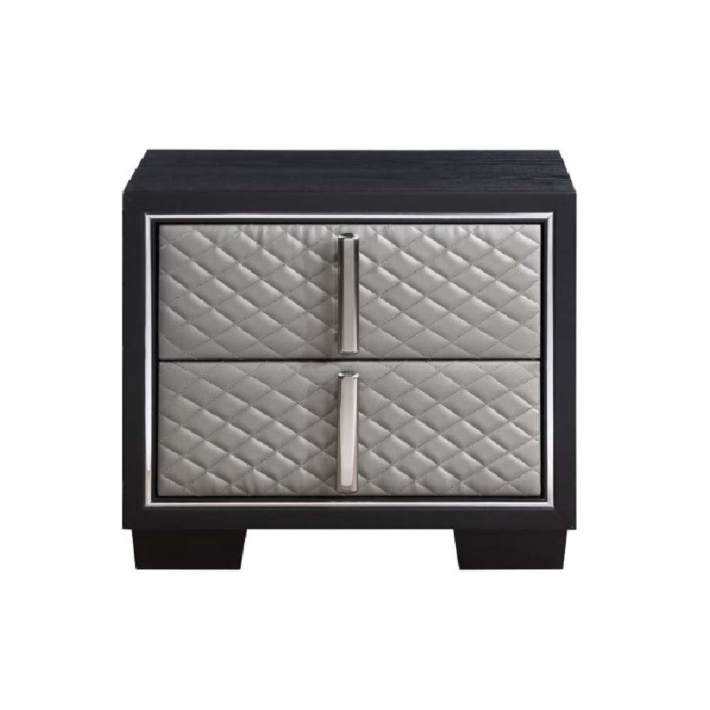 ACME - Nicola Nightstand in Silver/Black