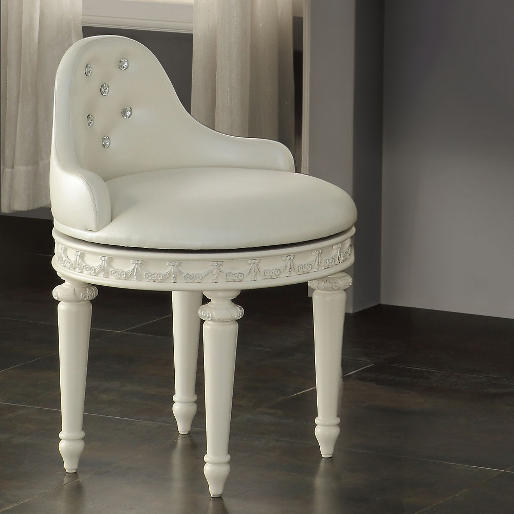 ACME - Dorothy Vanity Chair with Swivel in Ivory
