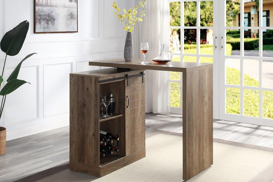 ACME - Quillon Bar Table in Rustic Oak