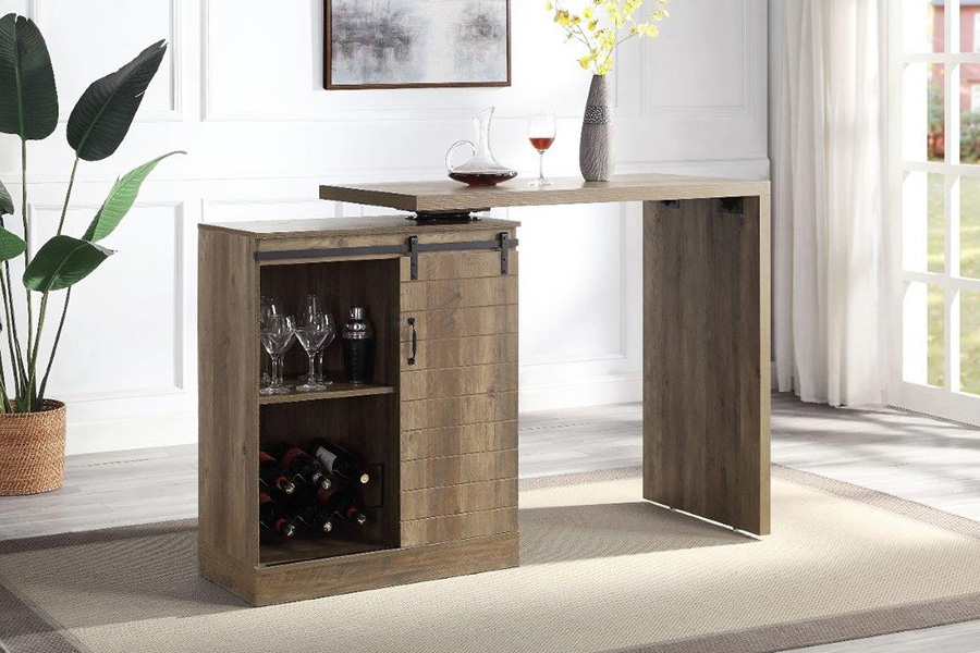 ACME - Quillon Bar Table in Rustic Oak