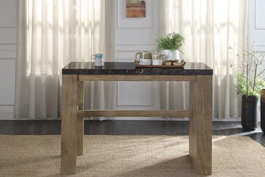 ACME - Charnell Counter Heigh Table in Marble Top/Oak