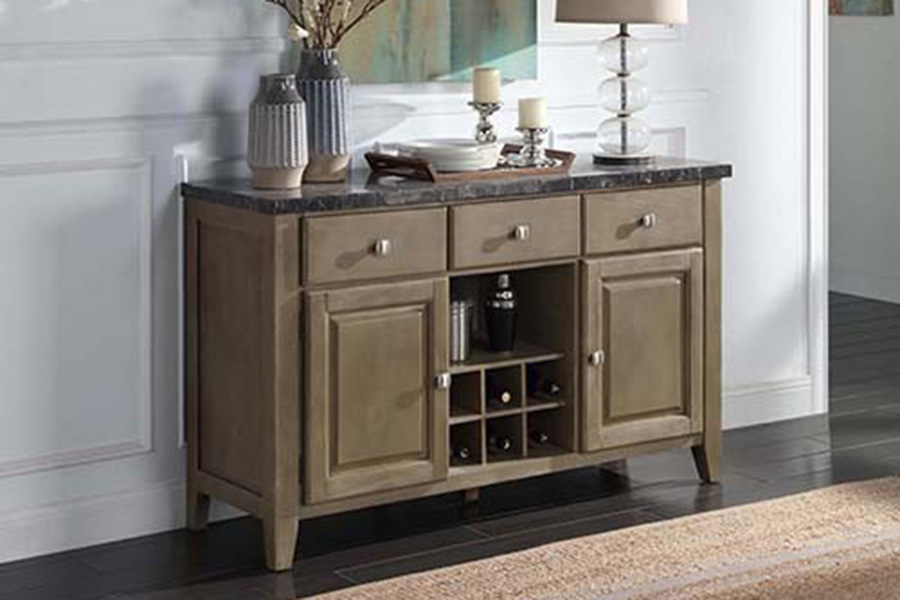 ACME - Charnell Server in Marble Top/Oak