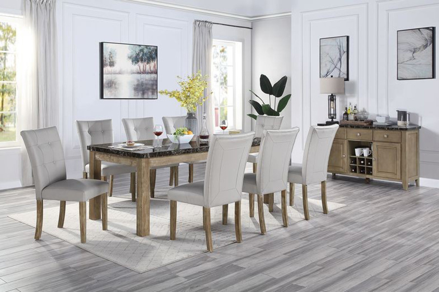 ACME - Charnell Server in Marble Top/Oak