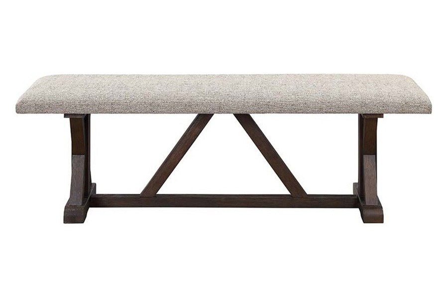 ACME - Pascaline Bench in Gray/Rustic Brown/Oak