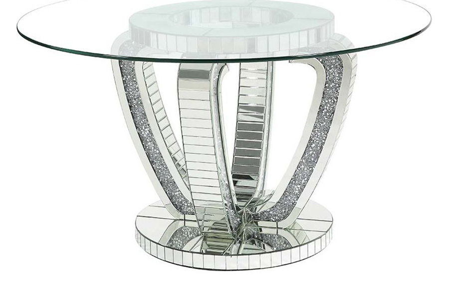 ACME - Noralie Dining Table in Mirrored/Faux Diamonds (DN00717)