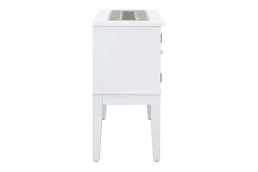 ACME - Elizaveta Server in Faux Crystal Diamonds/White High Gloss