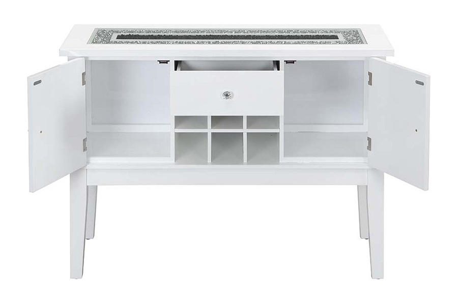 ACME - Elizaveta Server in Faux Crystal Diamonds/White High Gloss