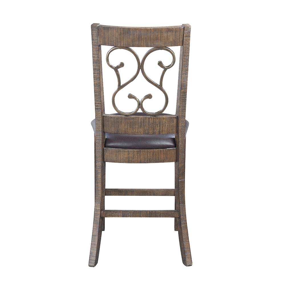 ACME - Raphaela Counter Height Chair (Set of 2) in Black/Weathered Cherry