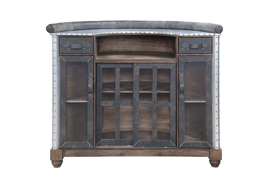 ACME - Rahma Bar Table in Antique Ebony/Aluminum