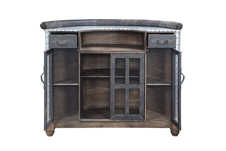 ACME - Rahma Bar Table in Antique Ebony/Aluminum