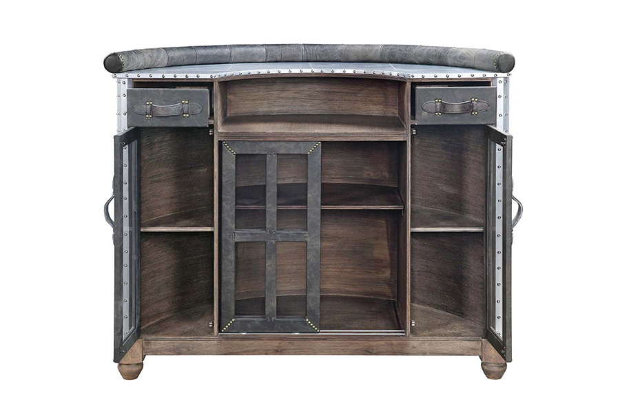 ACME - Rahma Bar Table in Antique Ebony/Aluminum