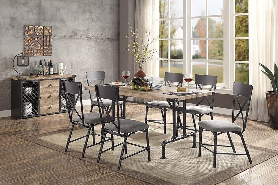 ACME - Edina Dining Table in Oak/Sandy Black