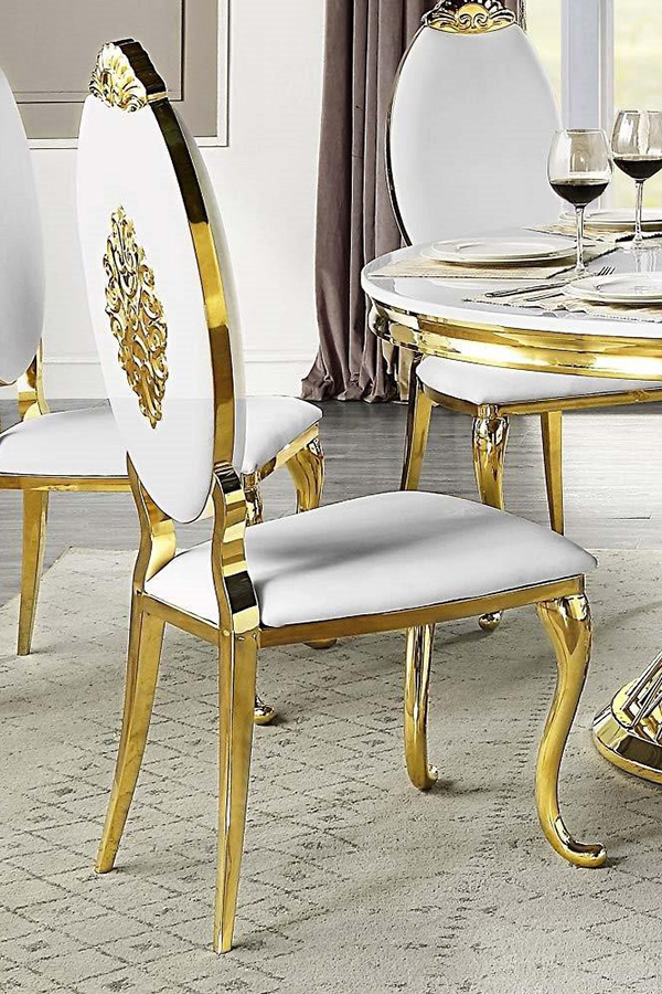 ACME - Fallon Side Chair(Set-2) in White/Mirrored Gold