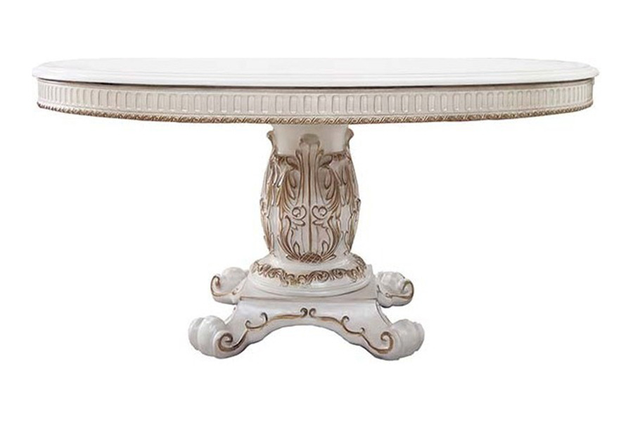 ACME - Vendome Round Dining Table with Pedestal Base in Antique Pearl (DN01222)