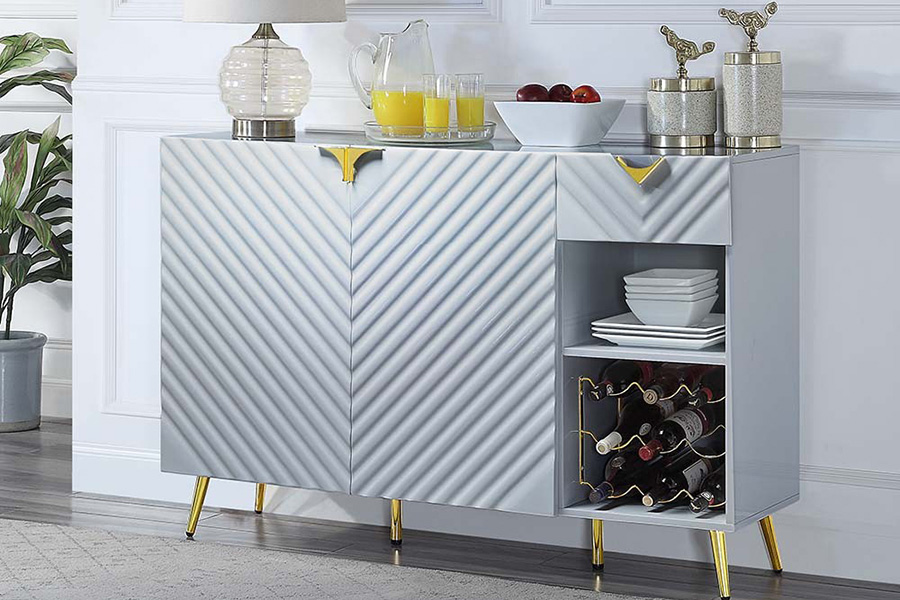 ACME Gaines Server - Gray High Gloss Finish