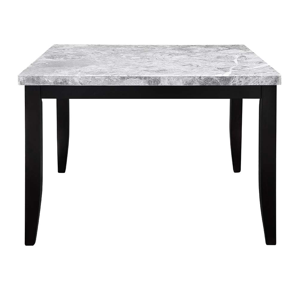 ACME - Hussein Counter Height Table with Marble Top in Marble Top/Black
