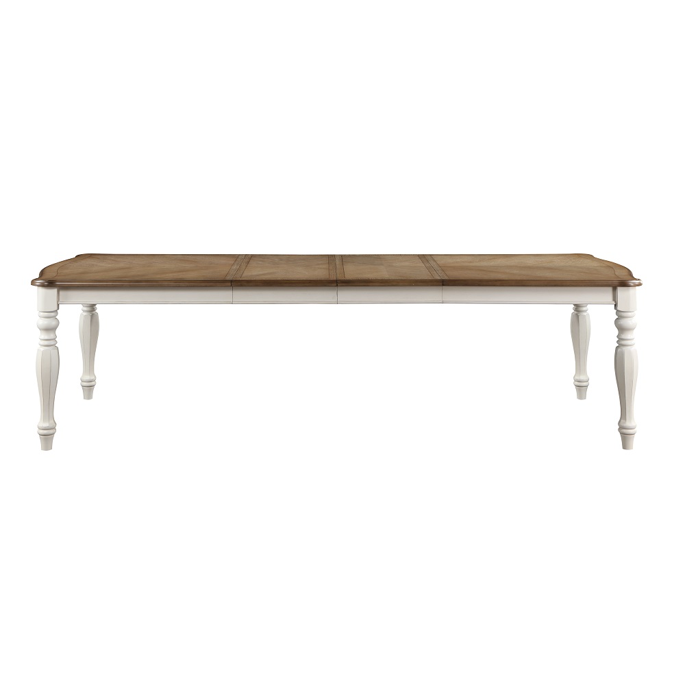 ACME - Florian Dining Table with 2 Leaves in Oak/Antique White