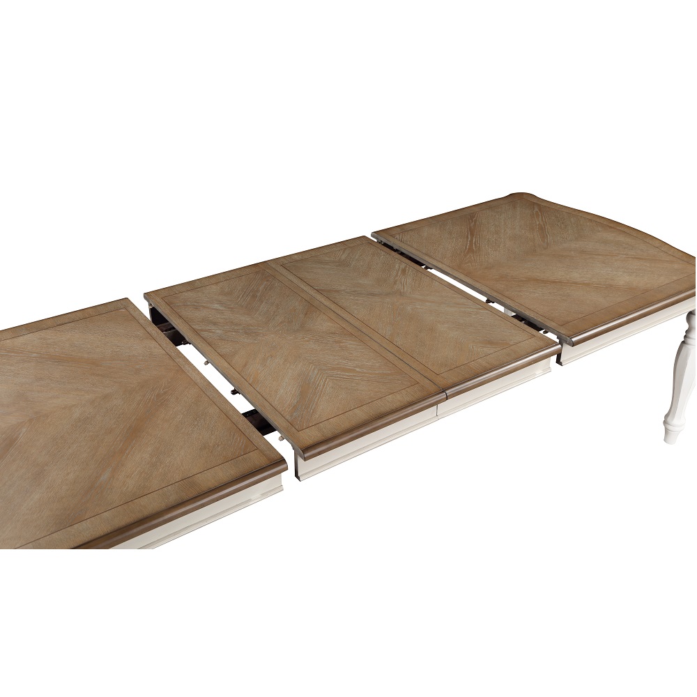 ACME - Florian Dining Table with 2 Leaves in Oak/Antique White