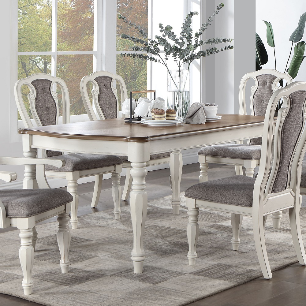 ACME - Florian Dining Table in Oak/Antique White
