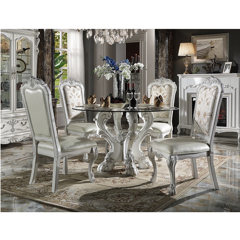 ACME - Dresden Round Dining Table in Bone White (DN01699)
