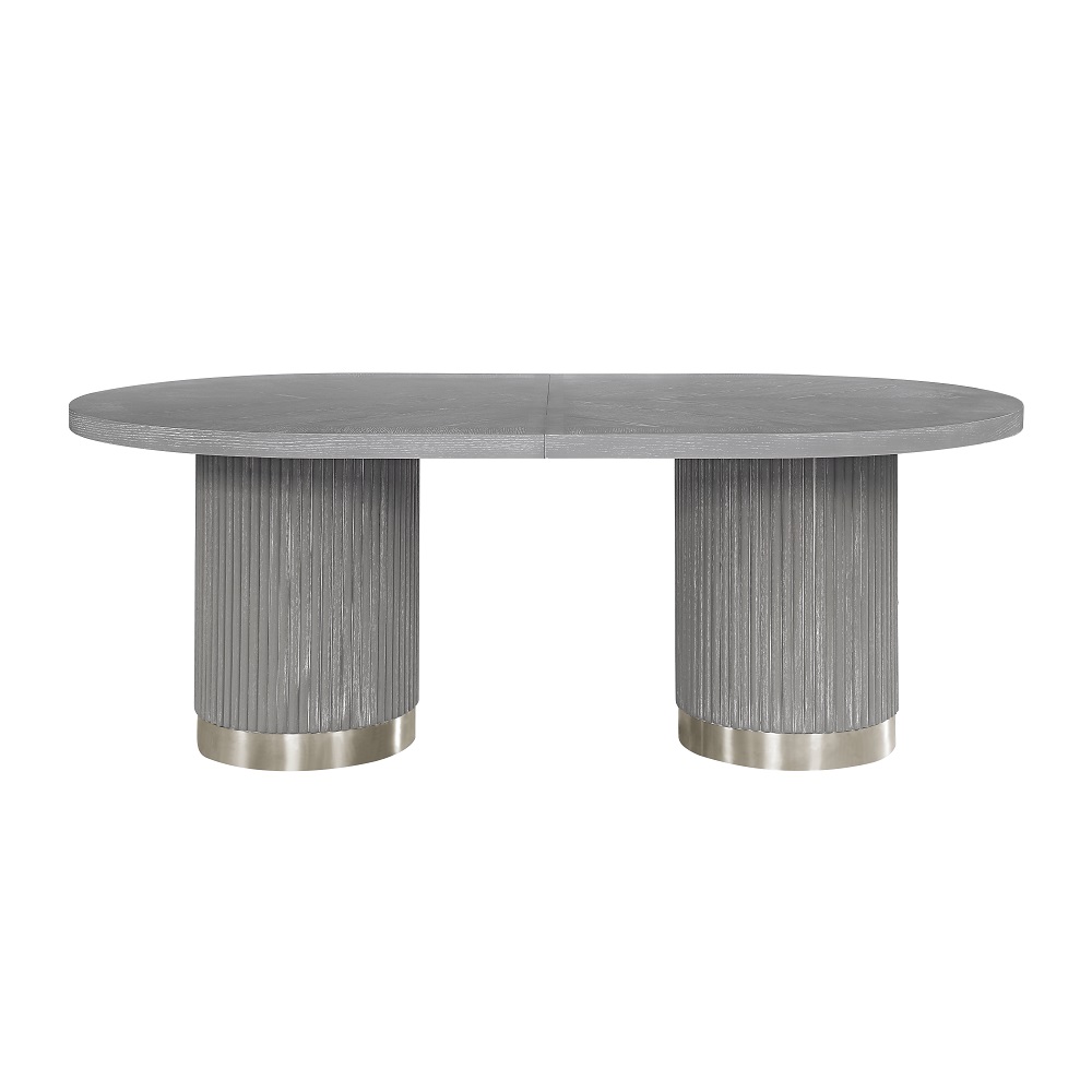 ACME - Adalynn Dining Table with 2 Leaves in Weathered Gray Oak
