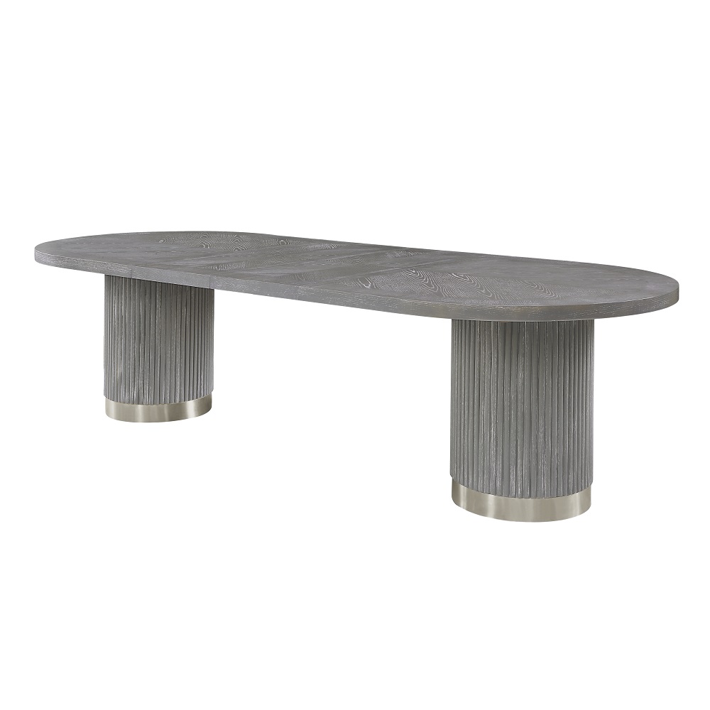ACME - Adalynn Dining Table with 2 Leaves in Weathered Gray Oak