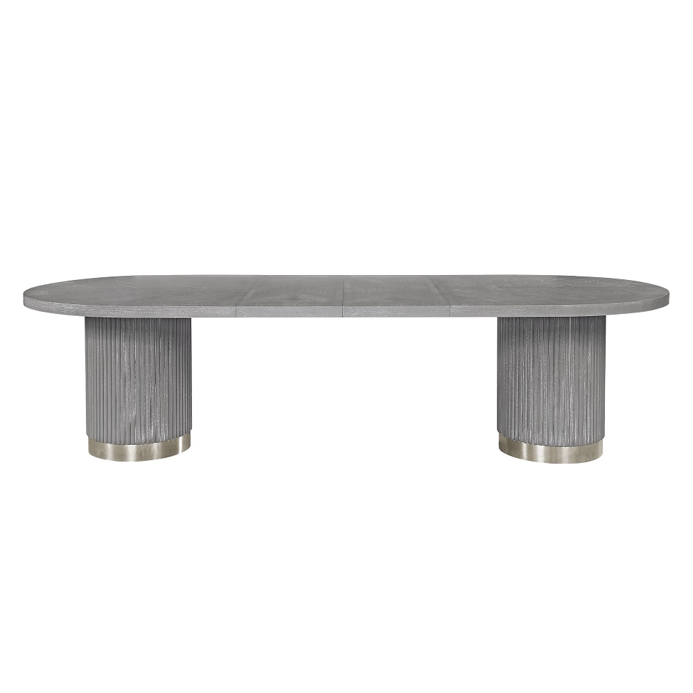 ACME - Adalynn Dining Table with 2 Leaves in Weathered Gray Oak