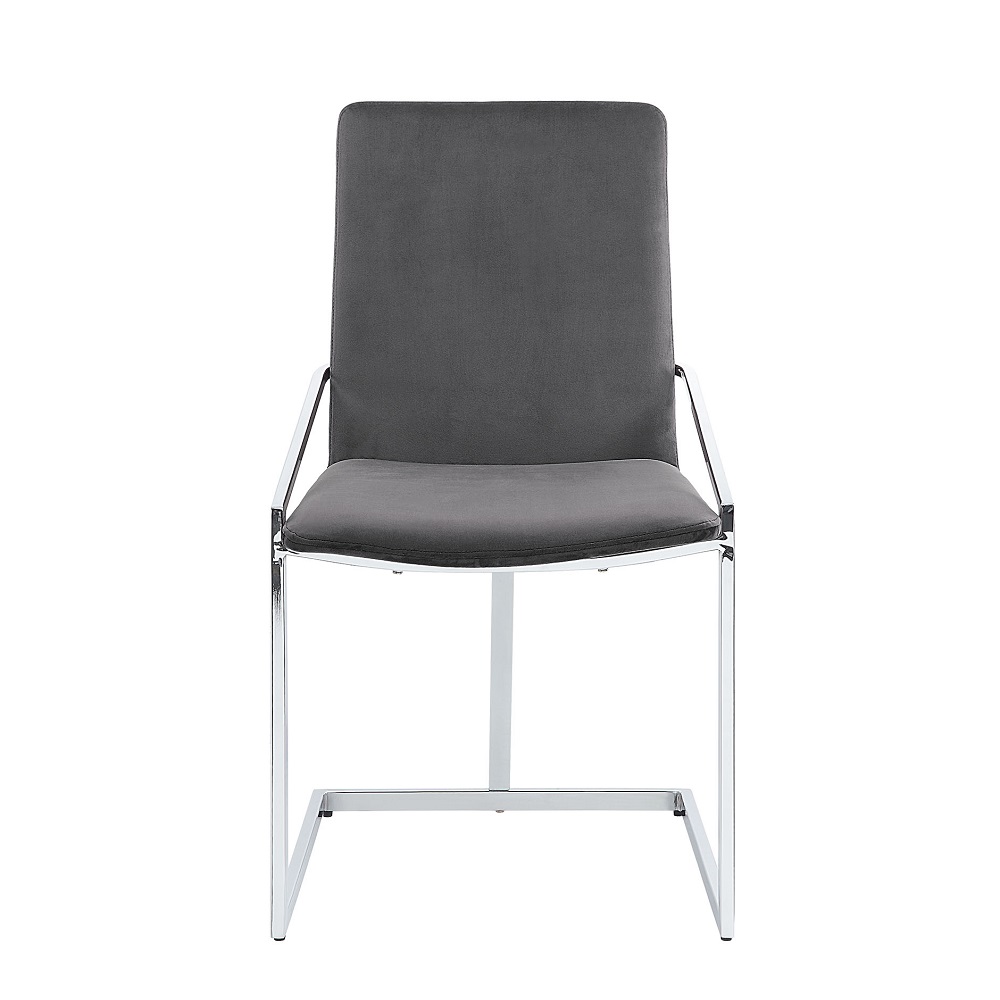 ACME - Zlatan Side Chair (Set of 2) in Gray Velvet/Chrome