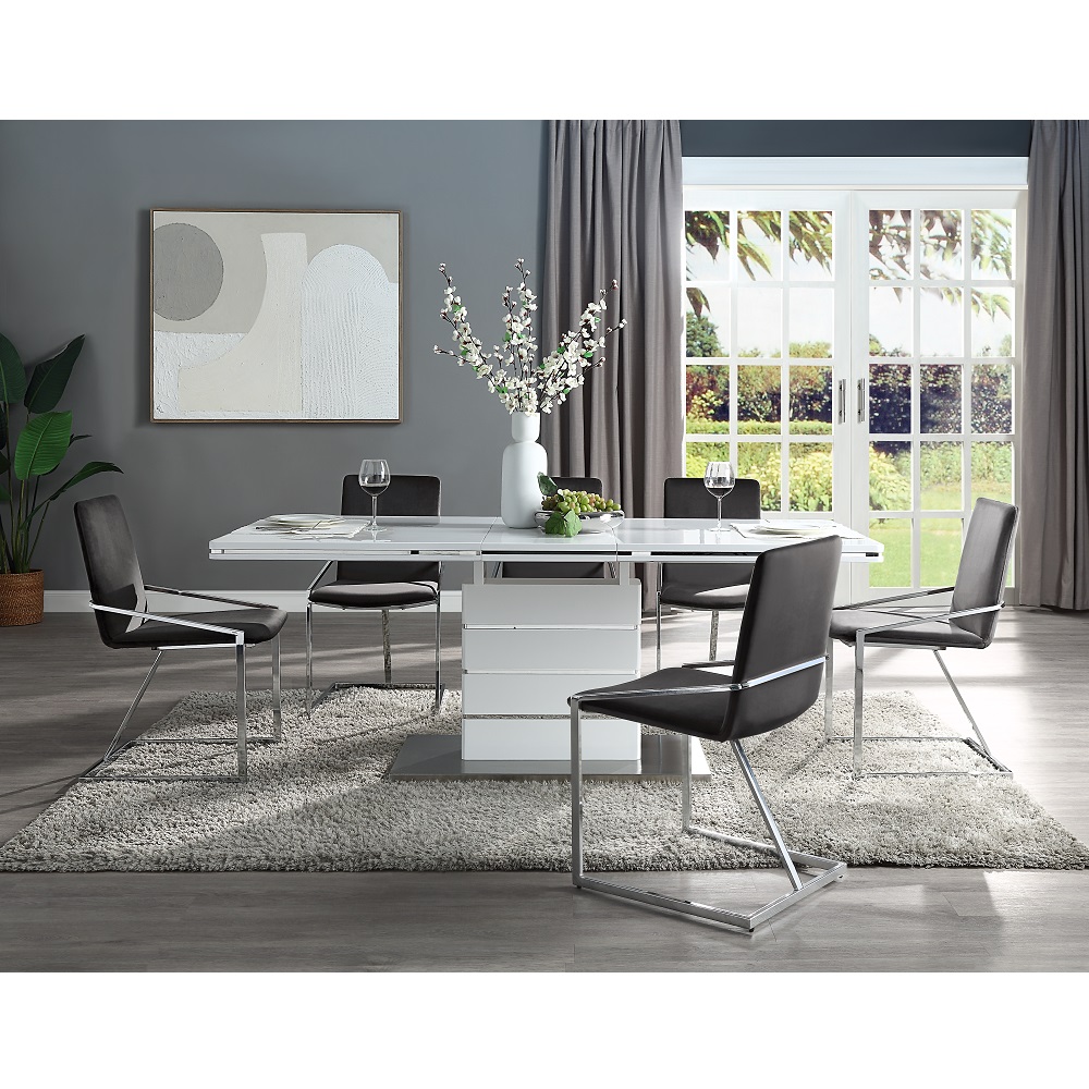 ACME - Zlatan Side Chair (Set of 2) in Gray Velvet/Chrome