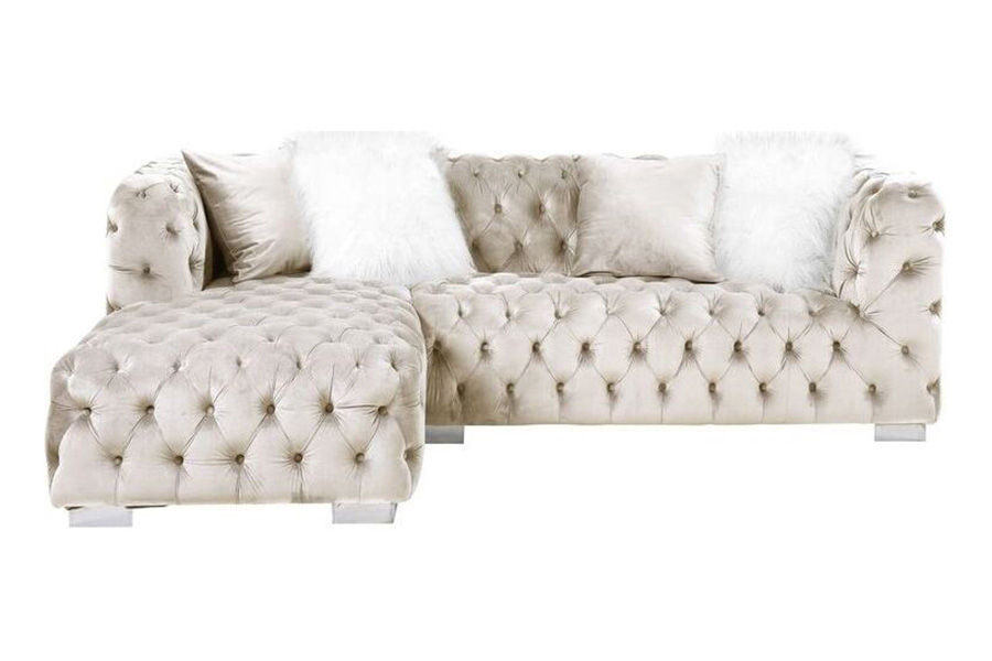 ACME - Syxtyx Sectional Sofa with 4 Pillows