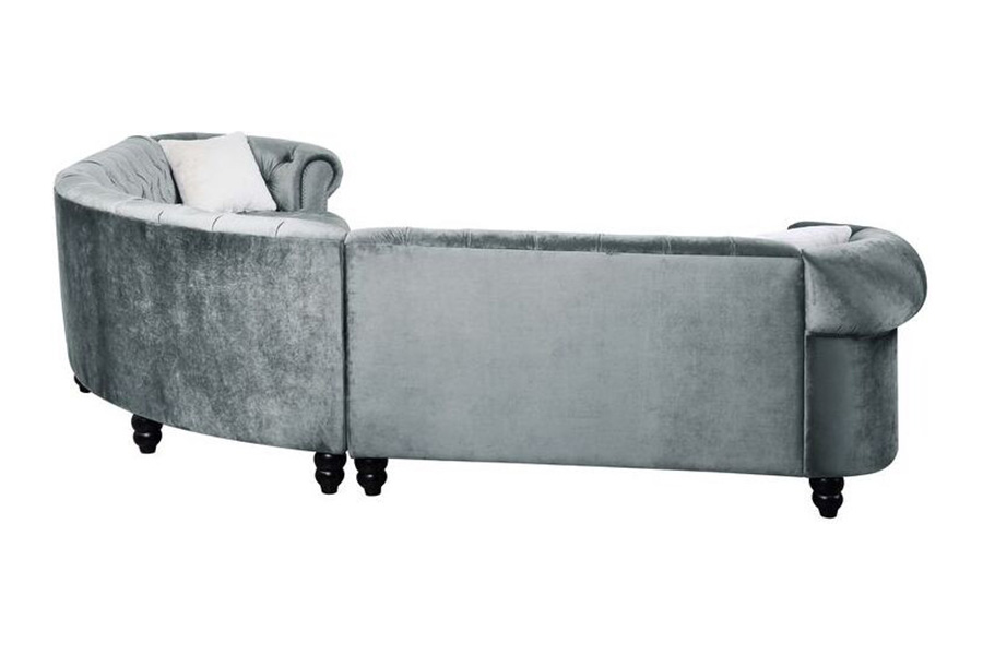 ACME - Qulan Sectional Sofa with 2 Pillows in Light Blue