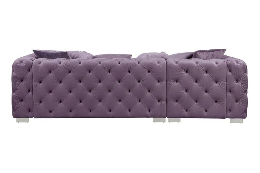ACME Qokmis Sectional Sofa with 6 Pillows - Purple Velvet