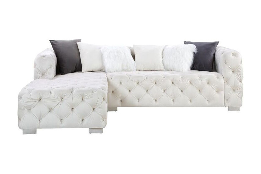 ACME - Qokmis Sectional Sofa with 6 Pillows
