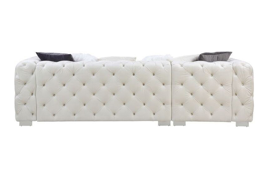 ACME Qokmis Sectional Sofa with 6 Pillows - Beige Velvet
