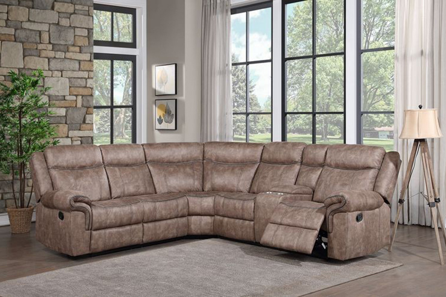 ACME Dollum Sectional Sofa - 2-Tone Chocolate Velvet