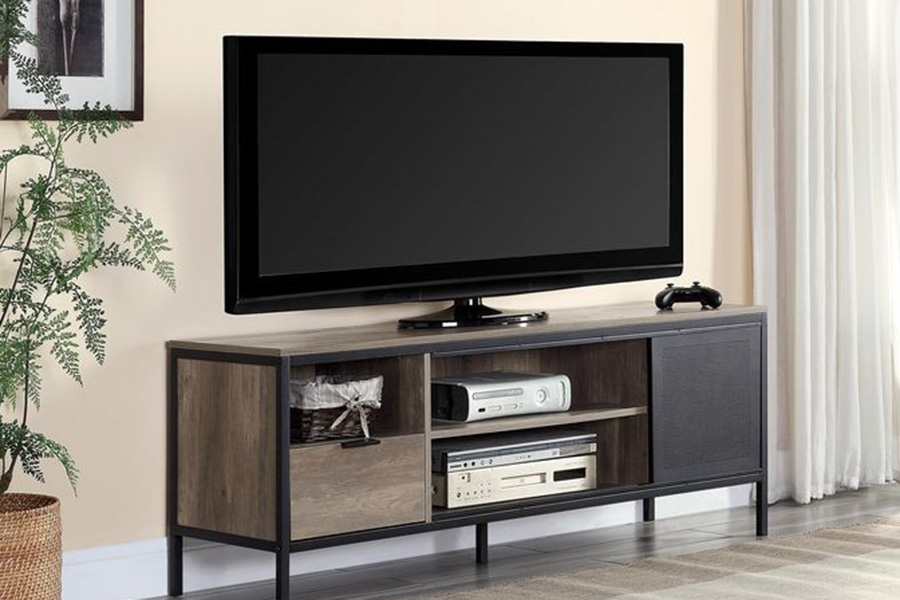 ACME - Nantan TV Stand in Rustic Oak/Black (LV00404)