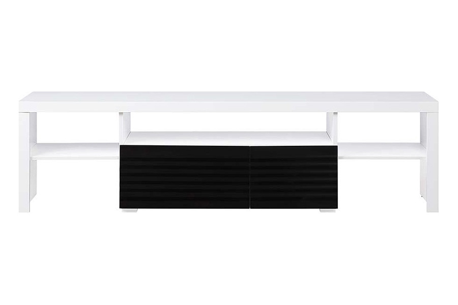 ACME - Buck II TV Stand in White/Black High Gloss