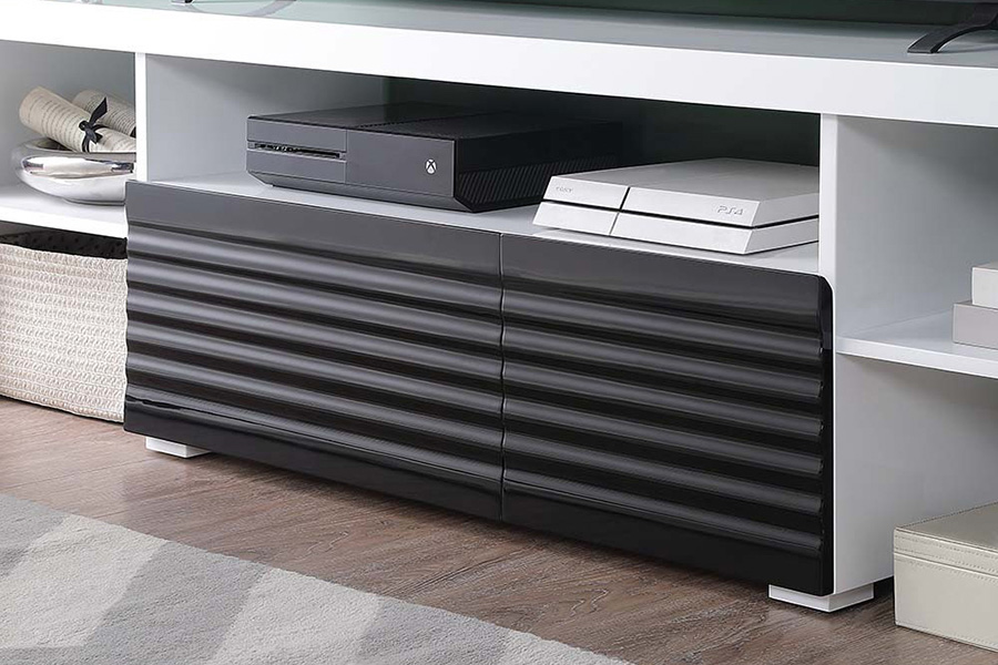ACME - Buck II TV Stand in White/Black High Gloss