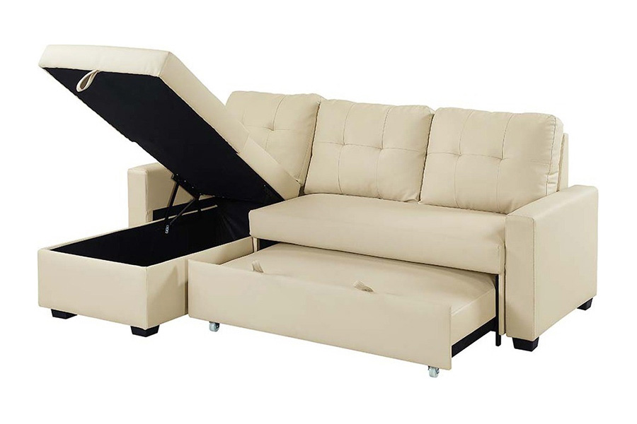 ACME - Dafina Sectional Sofa with Sleeper in Beige