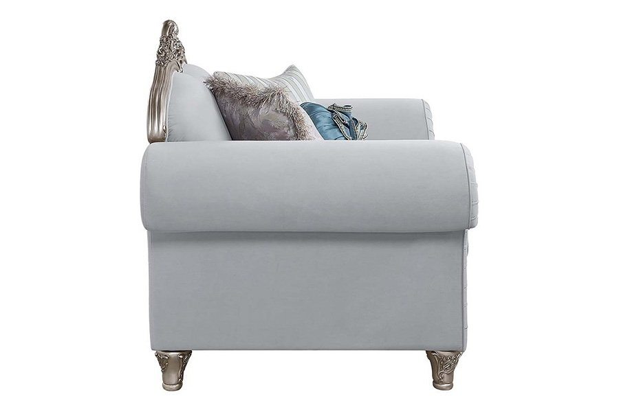 ACME - Pelumi Chair with 3 Pillows in Light Gray/Platinum