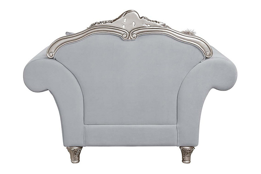 ACME - Pelumi Chair with 3 Pillows in Light Gray/Platinum