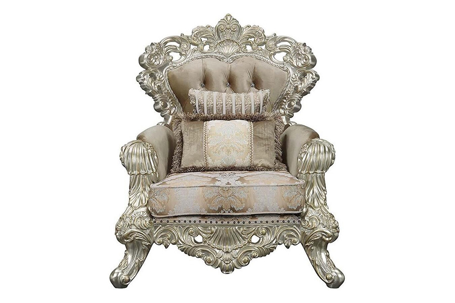 ACME - Sorina Chair with 2 Pillows in Velvet,/Antique Gold